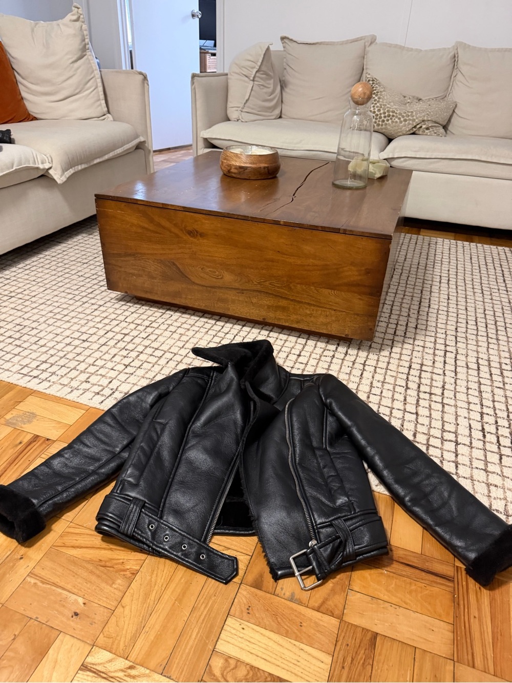Topshop Black Faux Leather Biker Jacket
